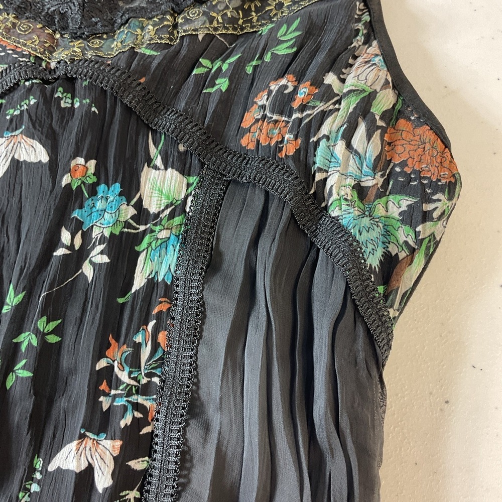 Vtg Finesse Y2K Babydoll Tank Top S Fairy Grunge Floral Coquette Lace Pleated - Picture 3 of 10